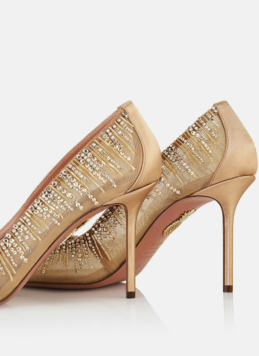 Обувки на ток с декоративни кристали 'Soft Sky' Aquazzura
