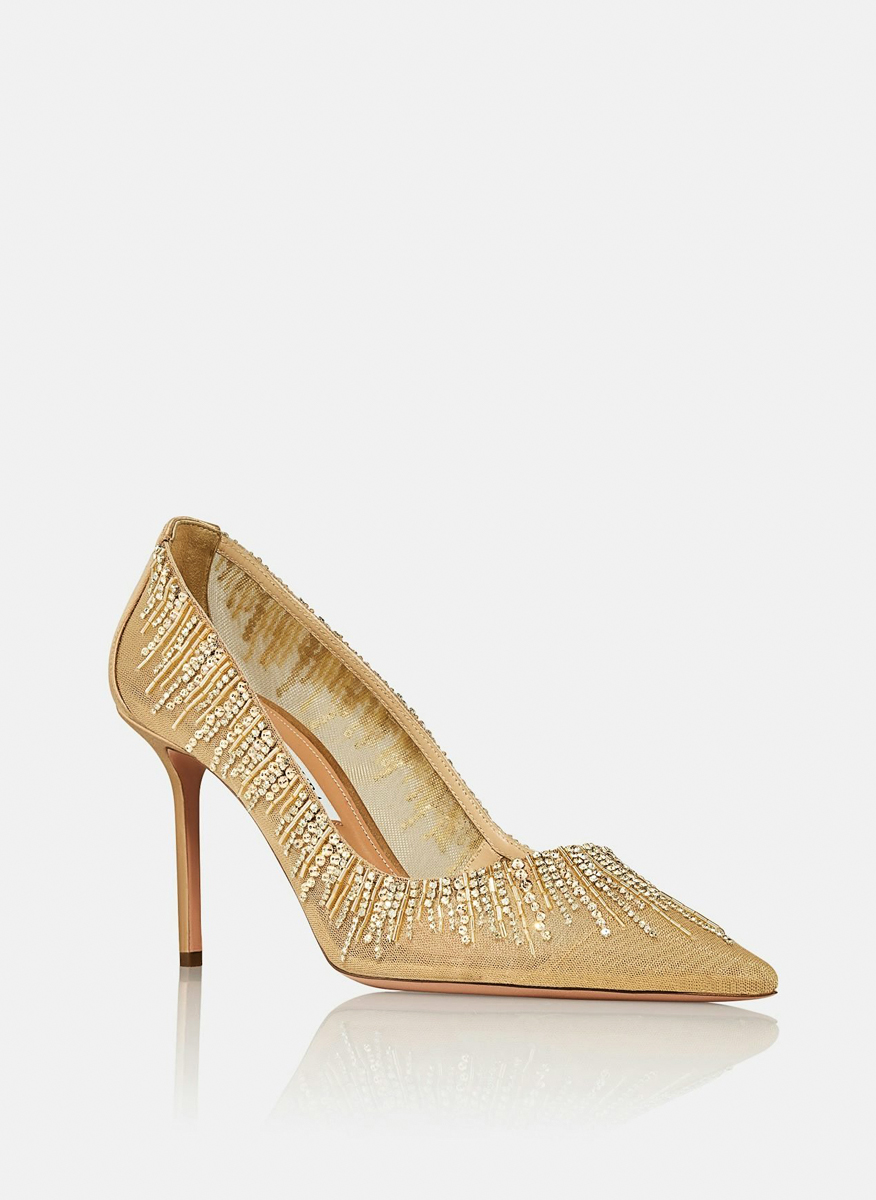 Обувки на ток с декоративни кристали 'Soft Sky' Aquazzura