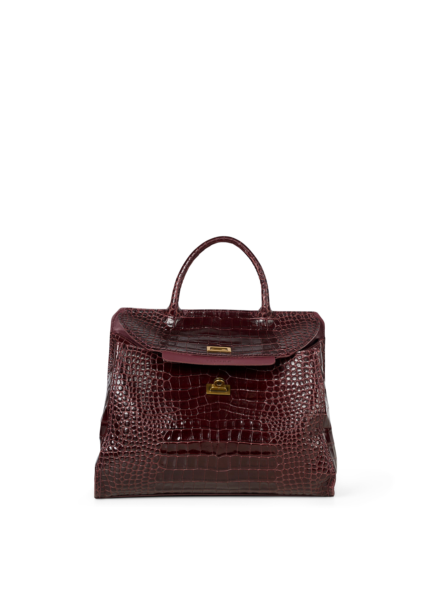 Кожена чанта 'Croc-effect' Visona Ornella