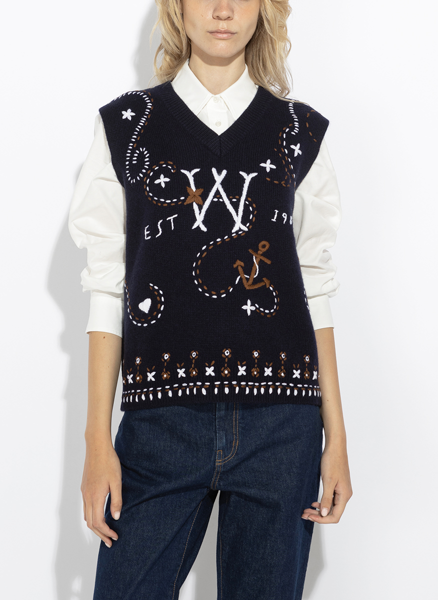 Вълнен елек с бродерия Weekend Max Mara Wkdcacao