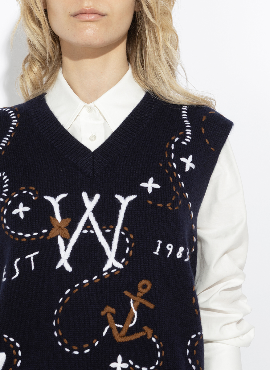 Вълнен елек с бродерия Weekend Max Mara Wkdcacao