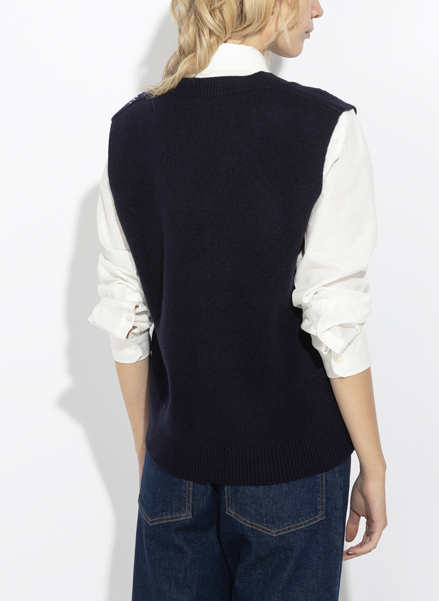 Вълнен елек с бродерия Weekend Max Mara Wkdcacao