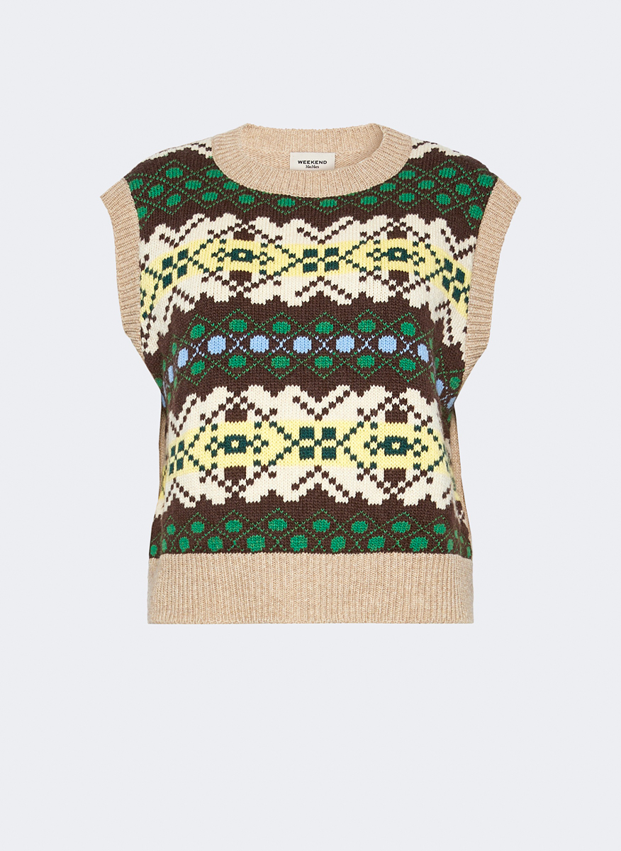 Вълнен елек с принт Weekend Max Mara Wkdsavana
