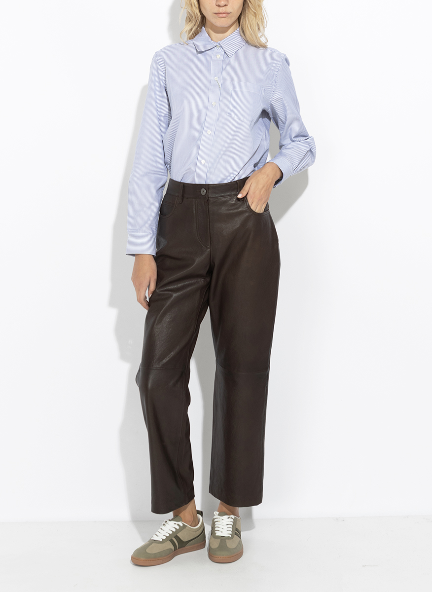 Панталон от естествена кожа Weekend Max Mara Wkddeserto
