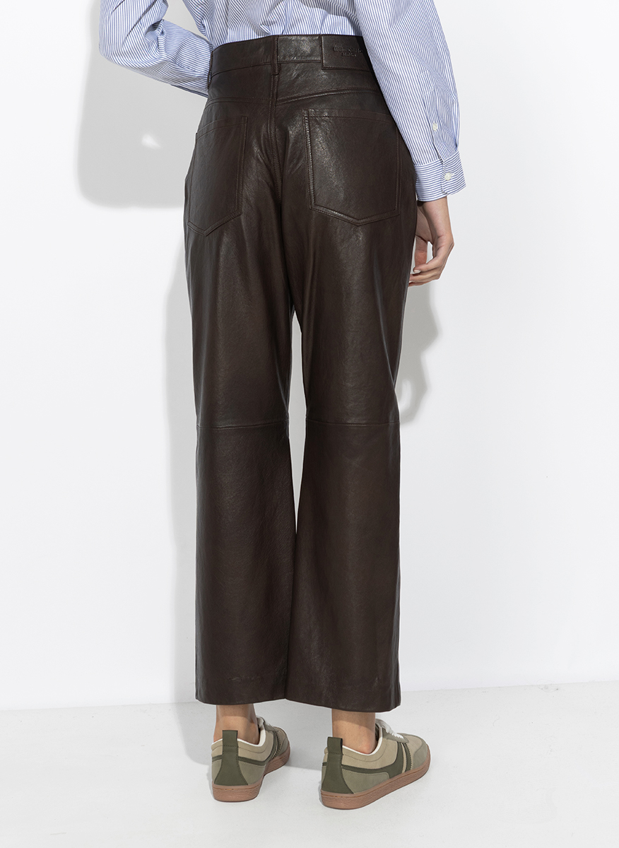 Панталон от естествена кожа Weekend Max Mara Wkddeserto