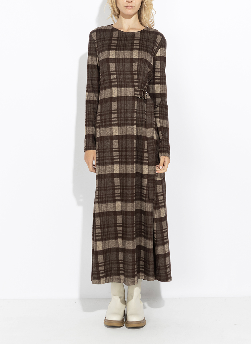 Дълга рокля с кариран принт Weekend Max Mara Wkdpalo