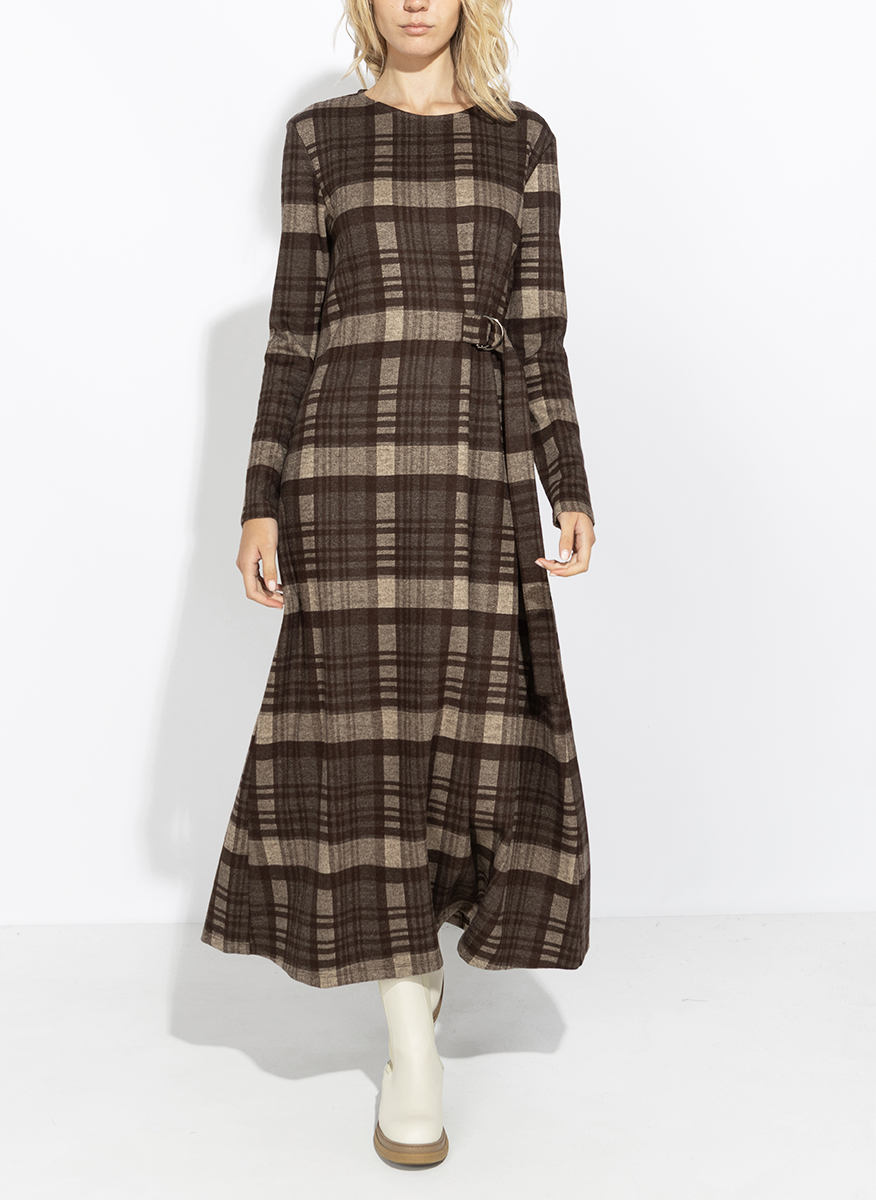 Дълга рокля с кариран принт Weekend Max Mara Wkdpalo