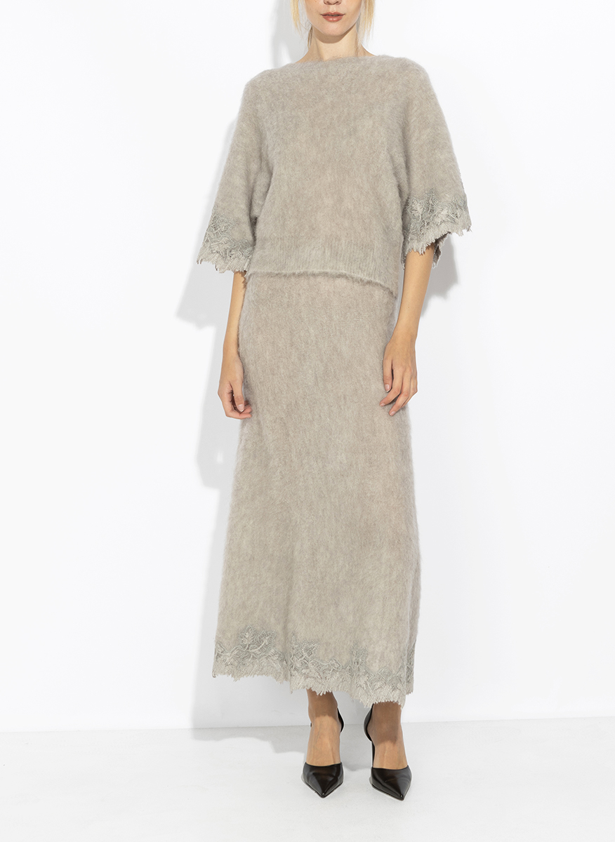 D.Exterior wool and alpaca skirt