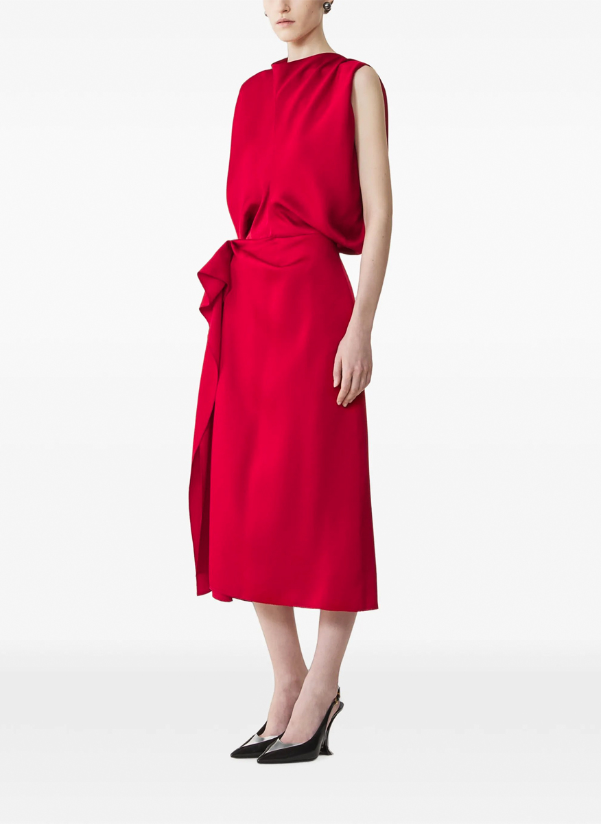 Миди рокля с драперия Lanvin