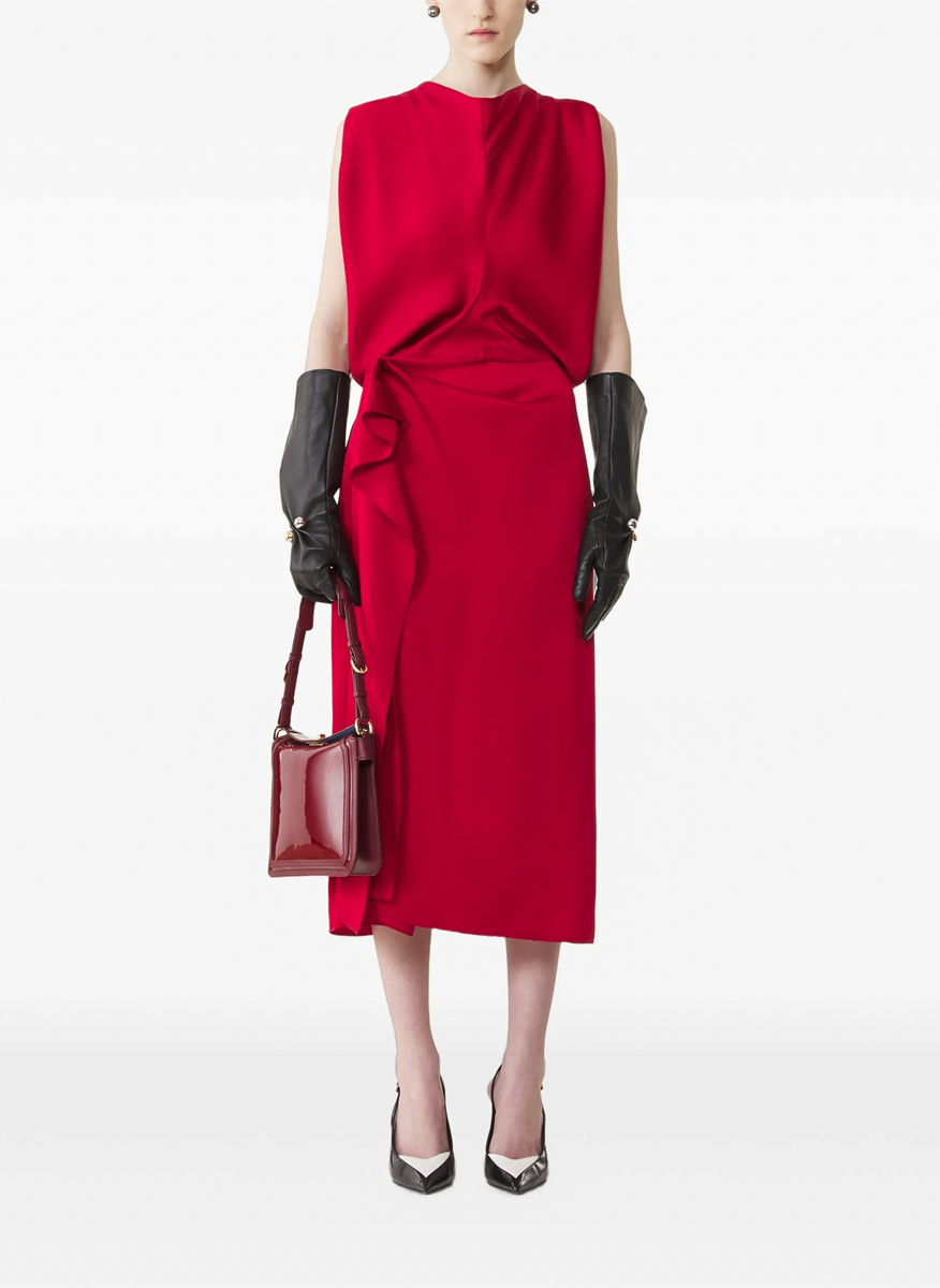 Миди рокля с драперия Lanvin