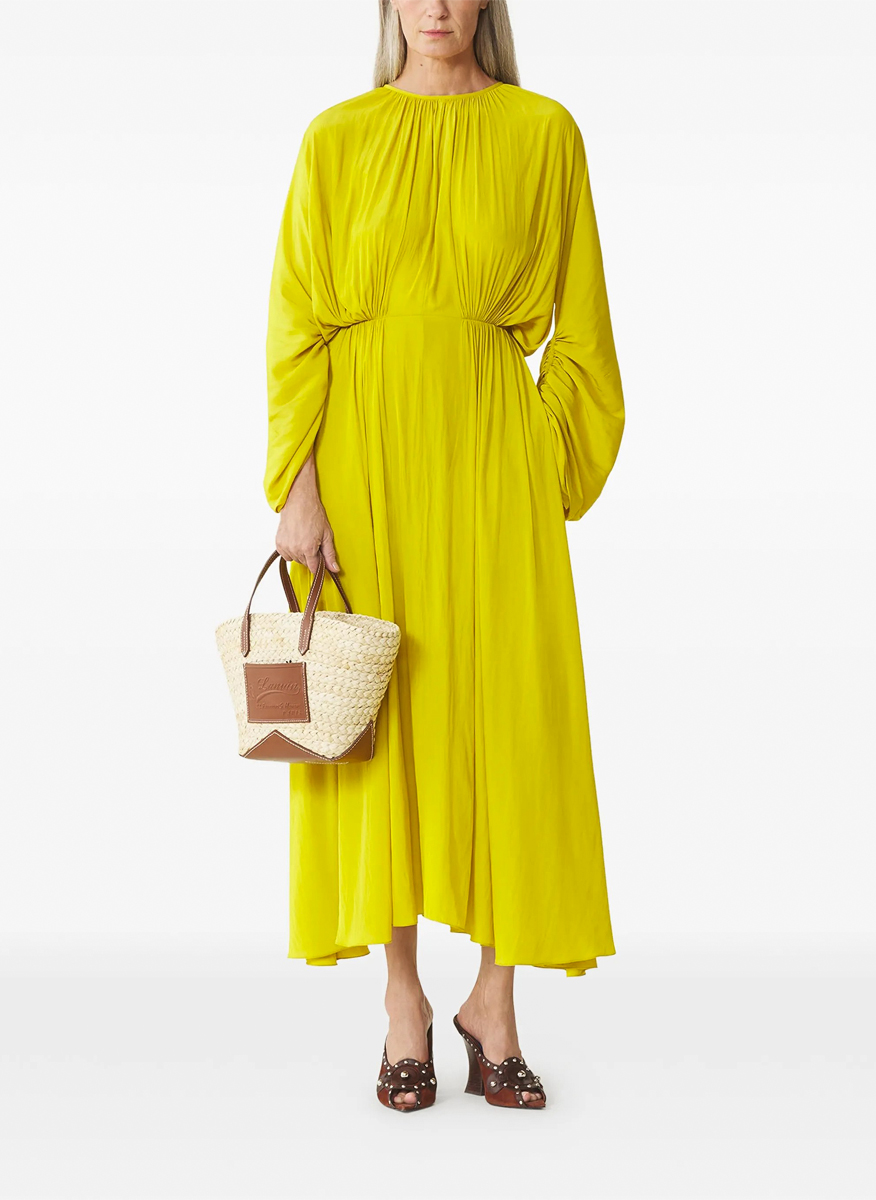 Дълга рокля с набори Lanvin