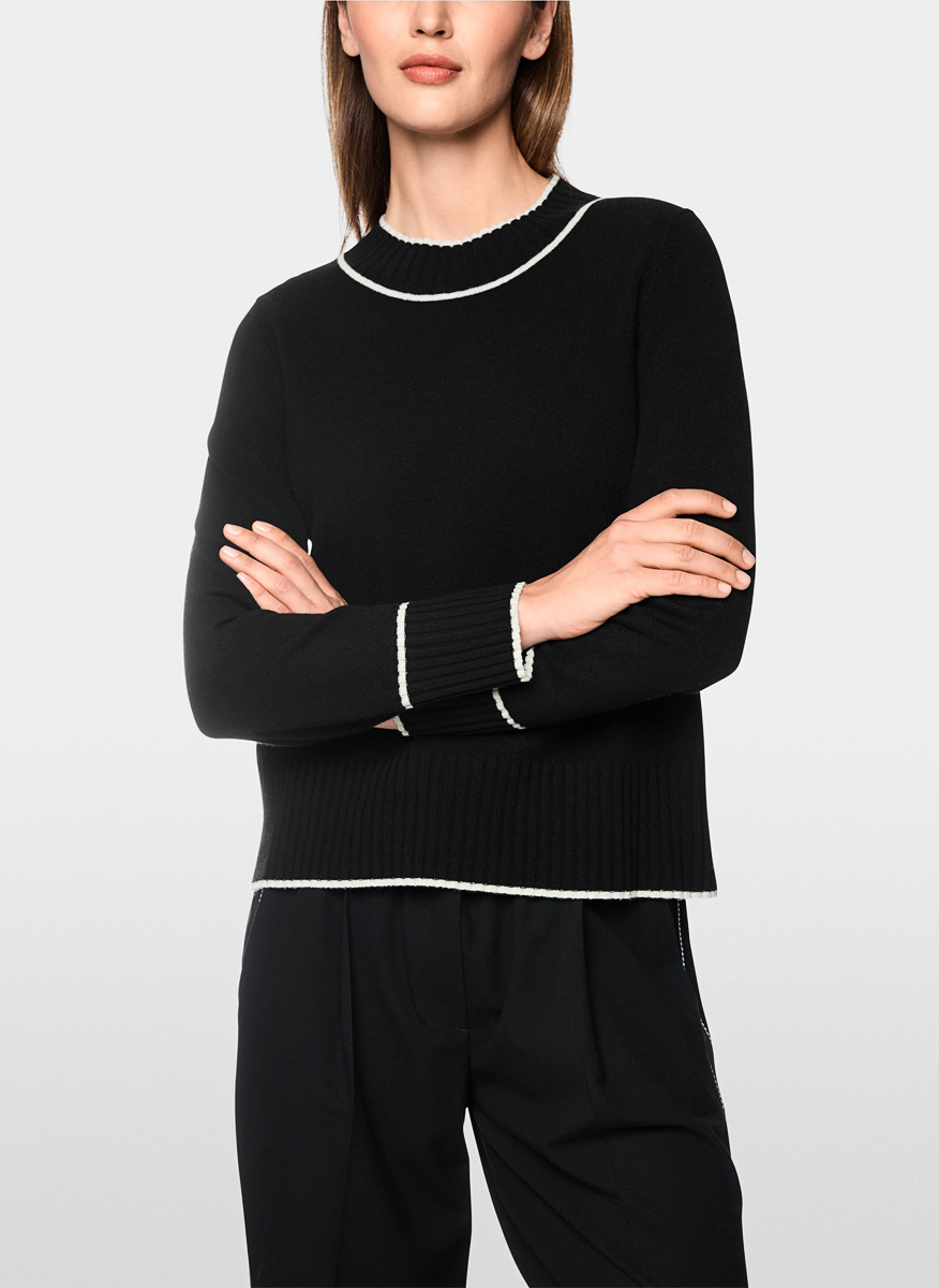 Пуловер от фина вълна с контрастни детайли Marc Cain Sports