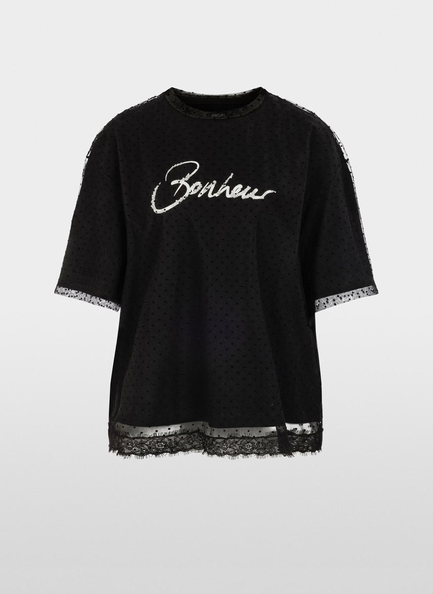 Тишърт с тюл 'Polka dot' Marc Cain Sports