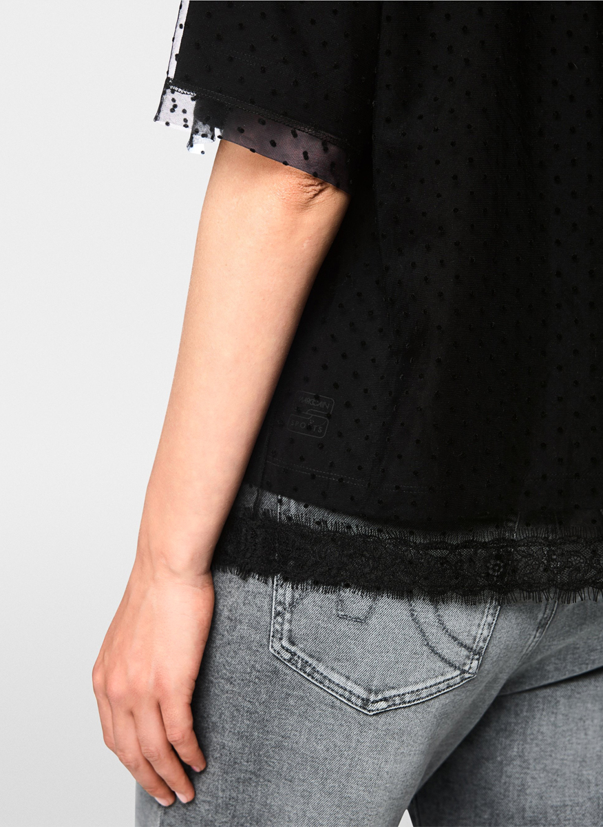 Тишърт с тюл 'Polka dot' Marc Cain Sports