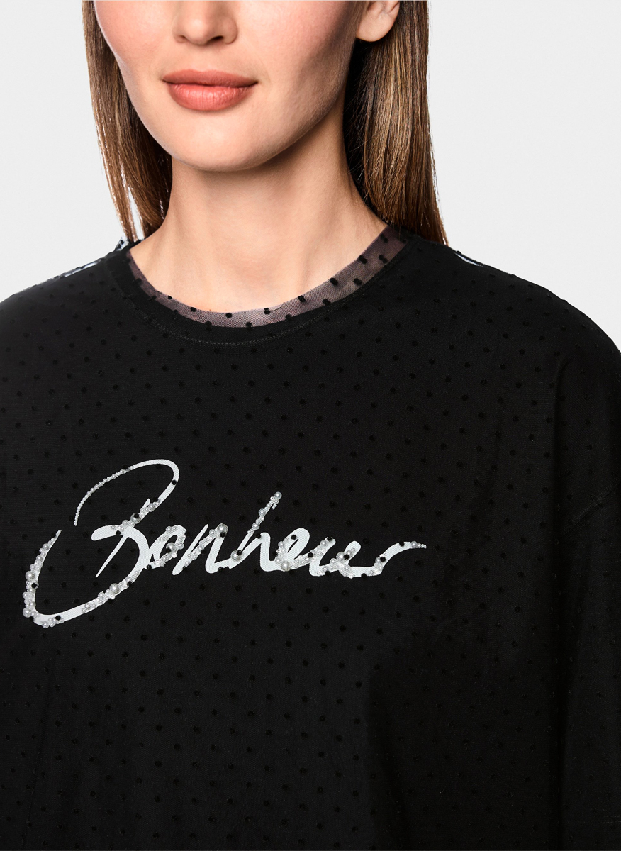 Тишърт с тюл 'Polka dot' Marc Cain Sports