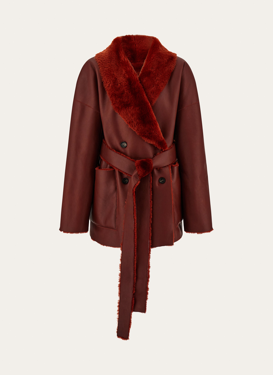 Двулицево палто 'shearling' Ferragamo