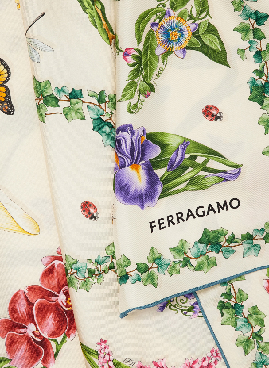 Копринен шал с принт Ferragamo
