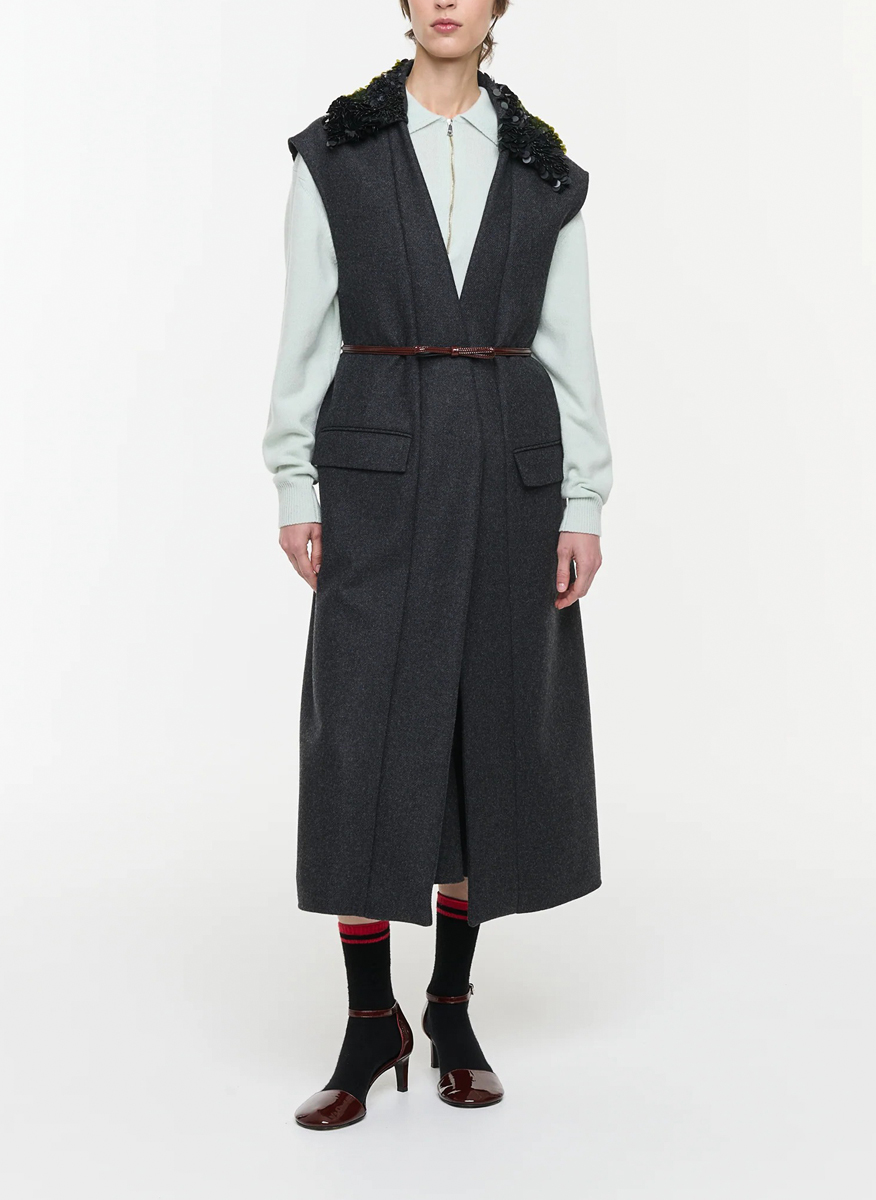 Plan C long vest with sequins