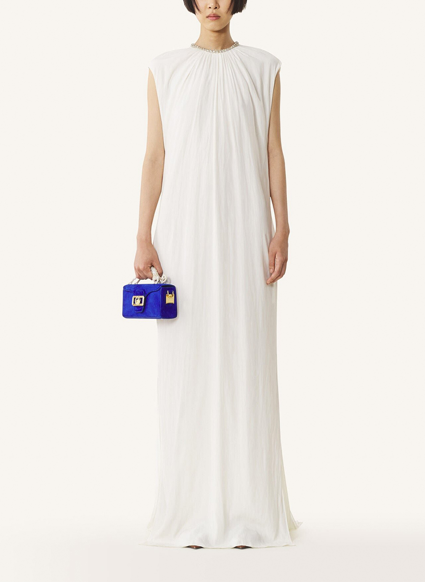 Дълга рокля с декоративни кристали Lanvin