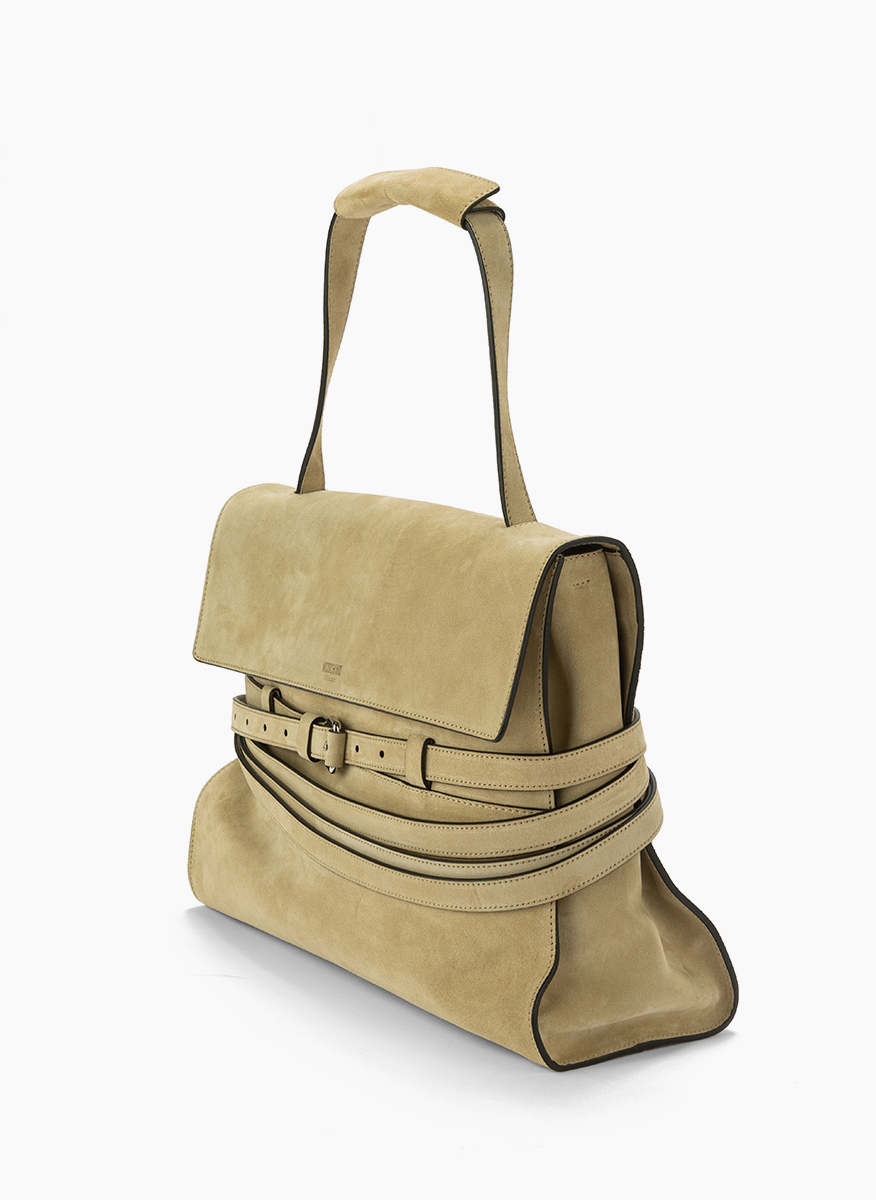 Велурена чанта 'Tie Me Handbag' Moschino 
