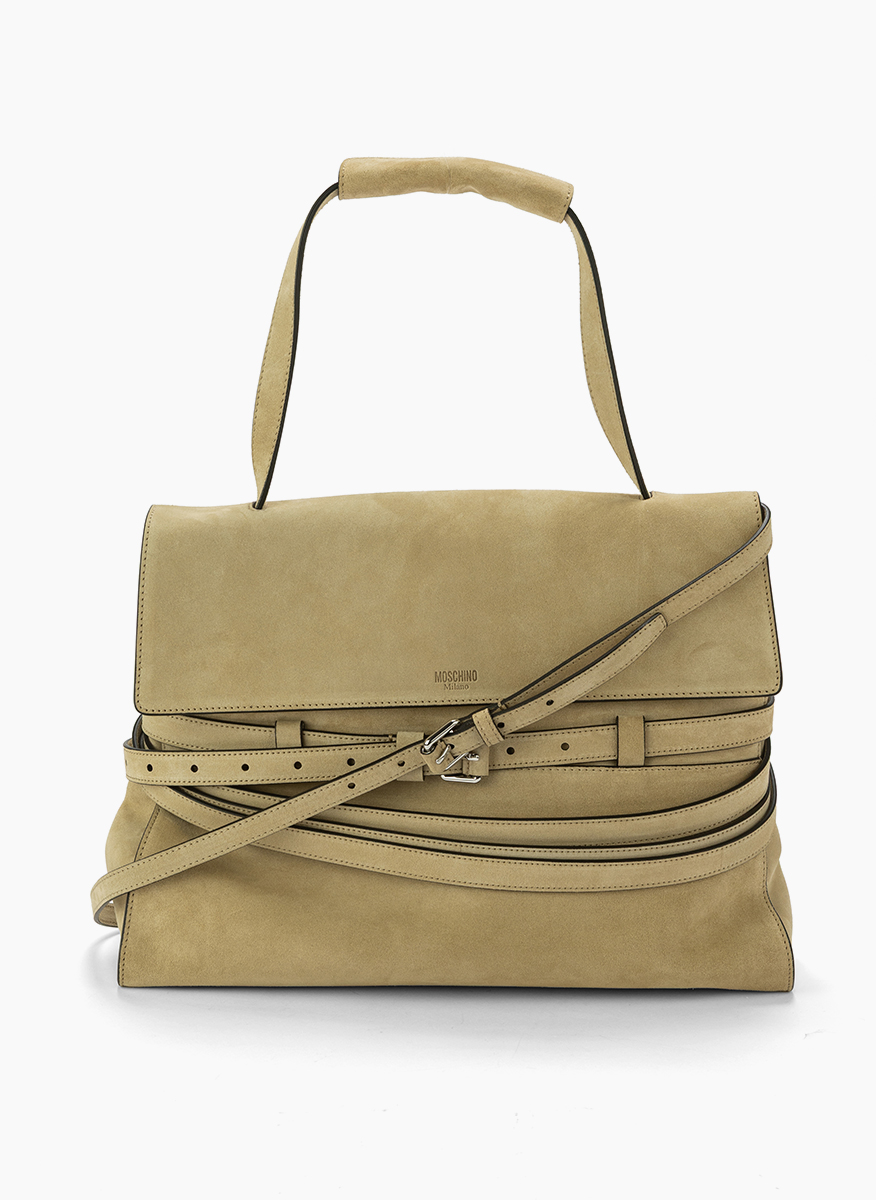 Велурена чанта 'Tie Me Handbag' Moschino 