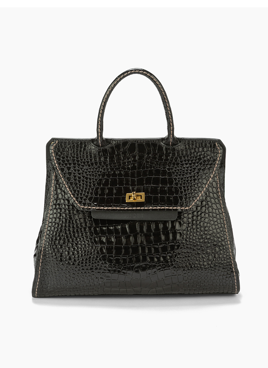Кожена чанта 'Croc-effect' Visona Ornella
