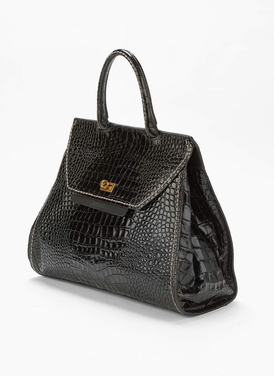 Кожена чанта 'Croc-effect' Visona Ornella