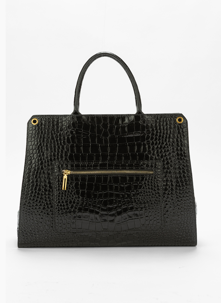 Кожена чанта 'Croc-effect' Visona Ornella