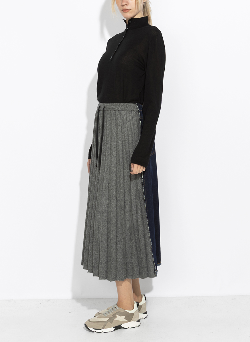 Nine in the morning pleated midi skirt