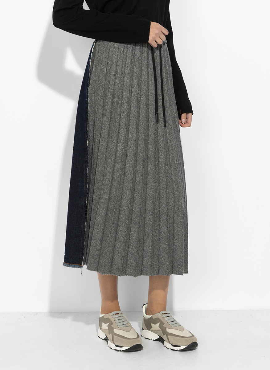 Nine in the morning pleated midi skirt