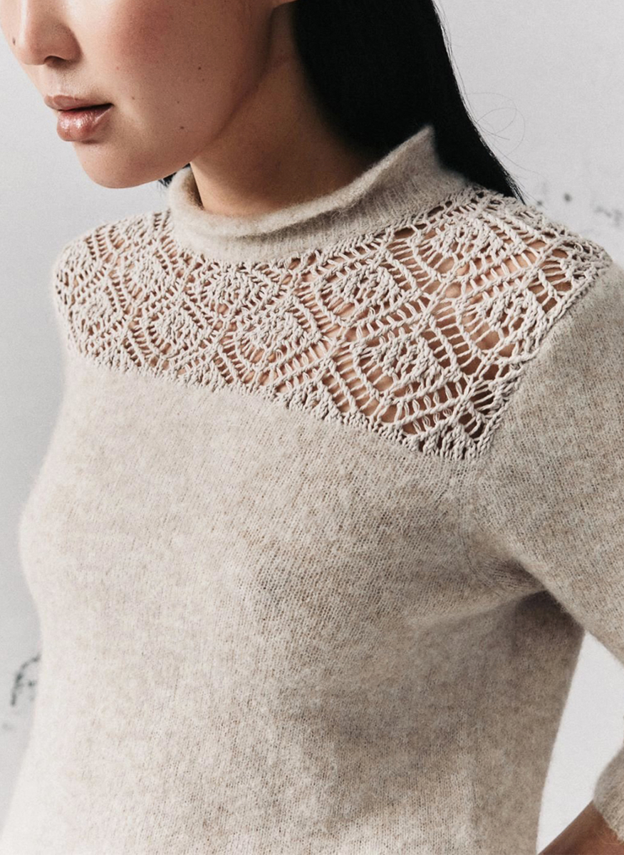 Пуловер от алпака и вълна с 'lace' детайли Marella Monochrome Mllverace