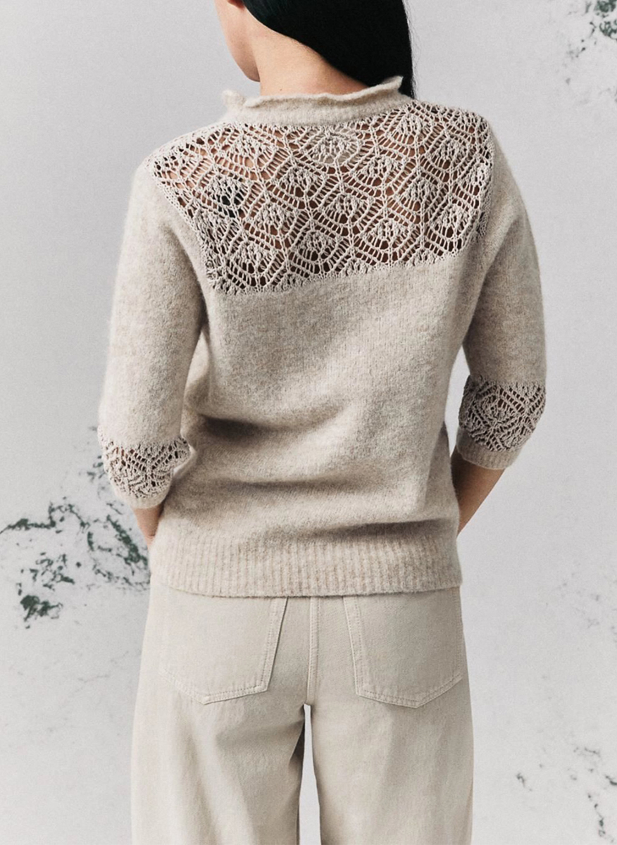 Пуловер от алпака и вълна с 'lace' детайли Marella Monochrome Mllverace