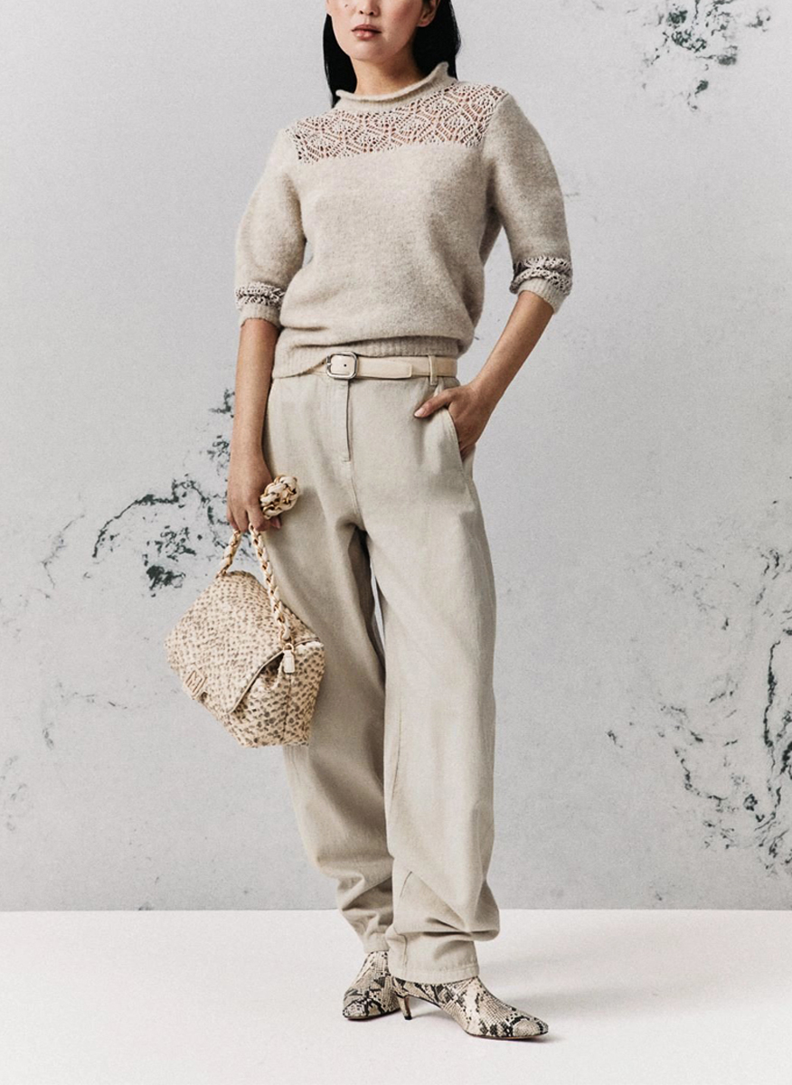 Пуловер от алпака и вълна с 'lace' детайли Marella Monochrome Mllverace
