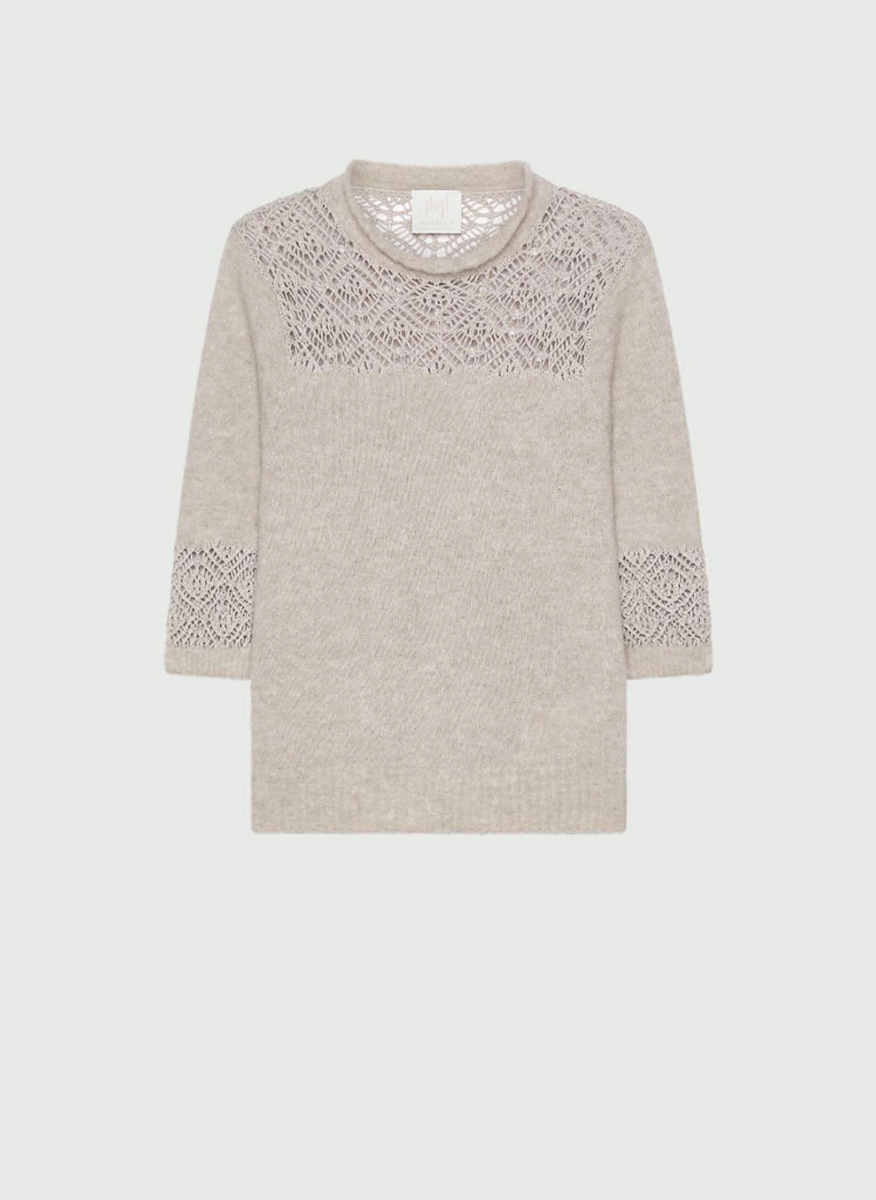 Пуловер от алпака и вълна с 'lace' детайли Marella Monochrome Mllverace
