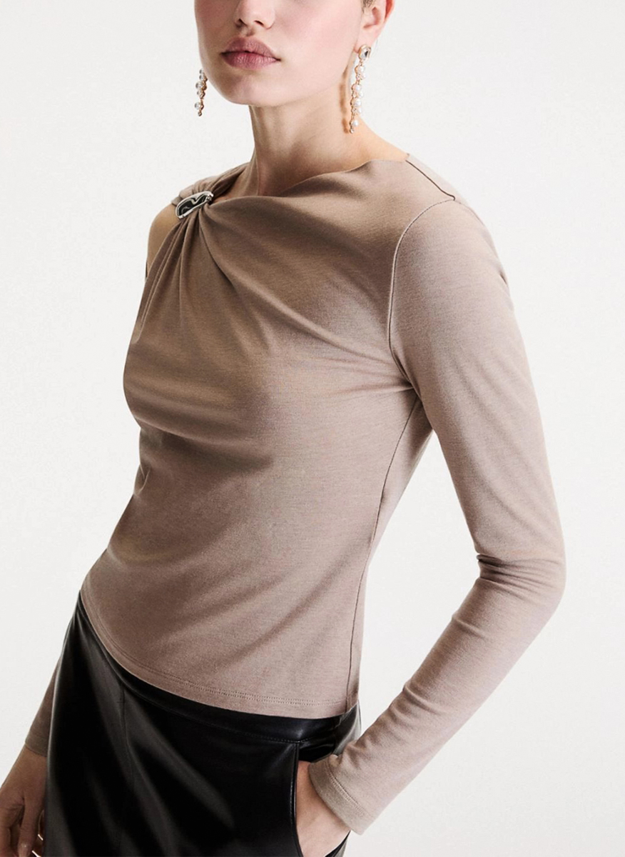 Marella Mlltabacco blouse with metal detail