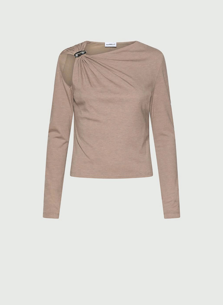 Marella Mlltabacco blouse with metal detail