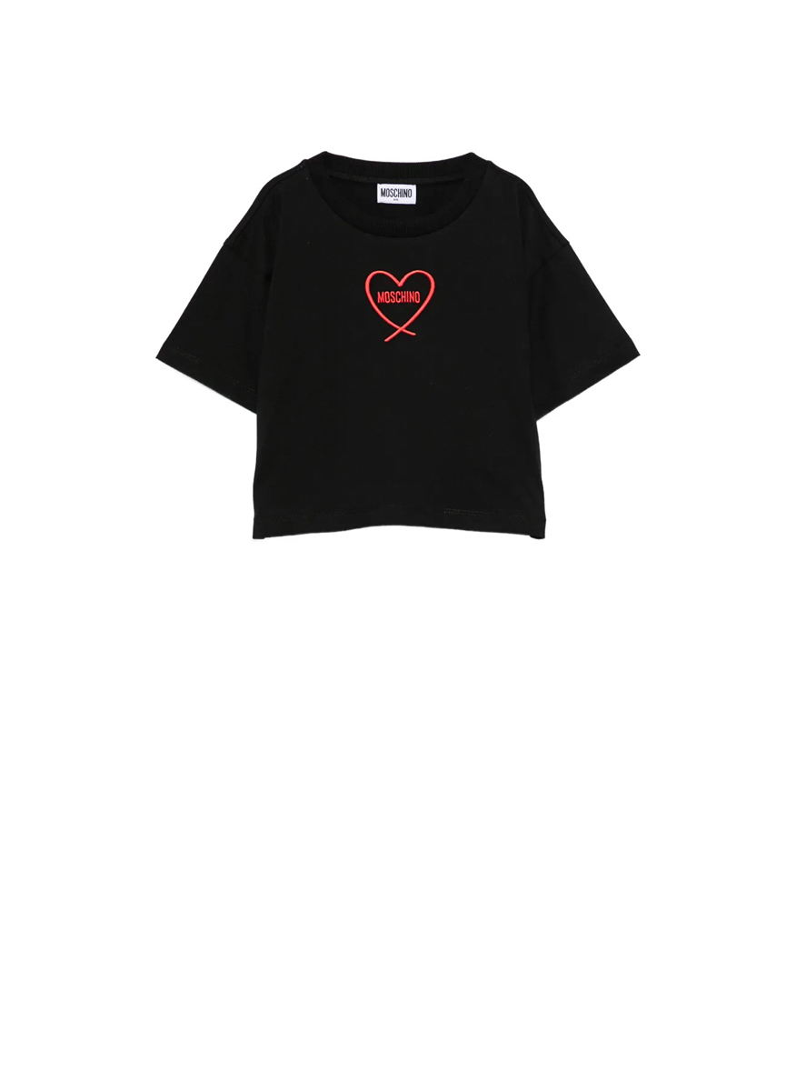 Тишърт с принт 'сърцe' Moschino