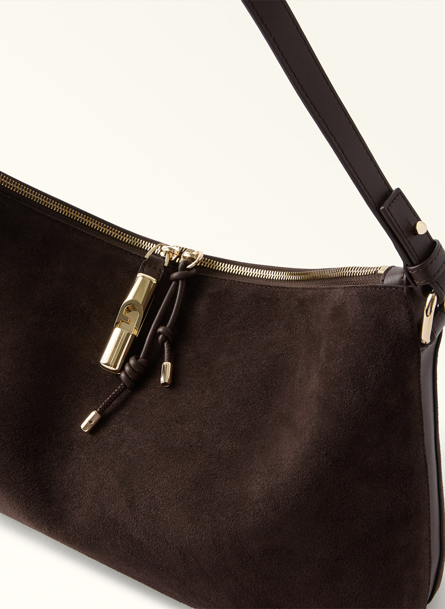 Велурена чанта Furla Debby Toni Espresso