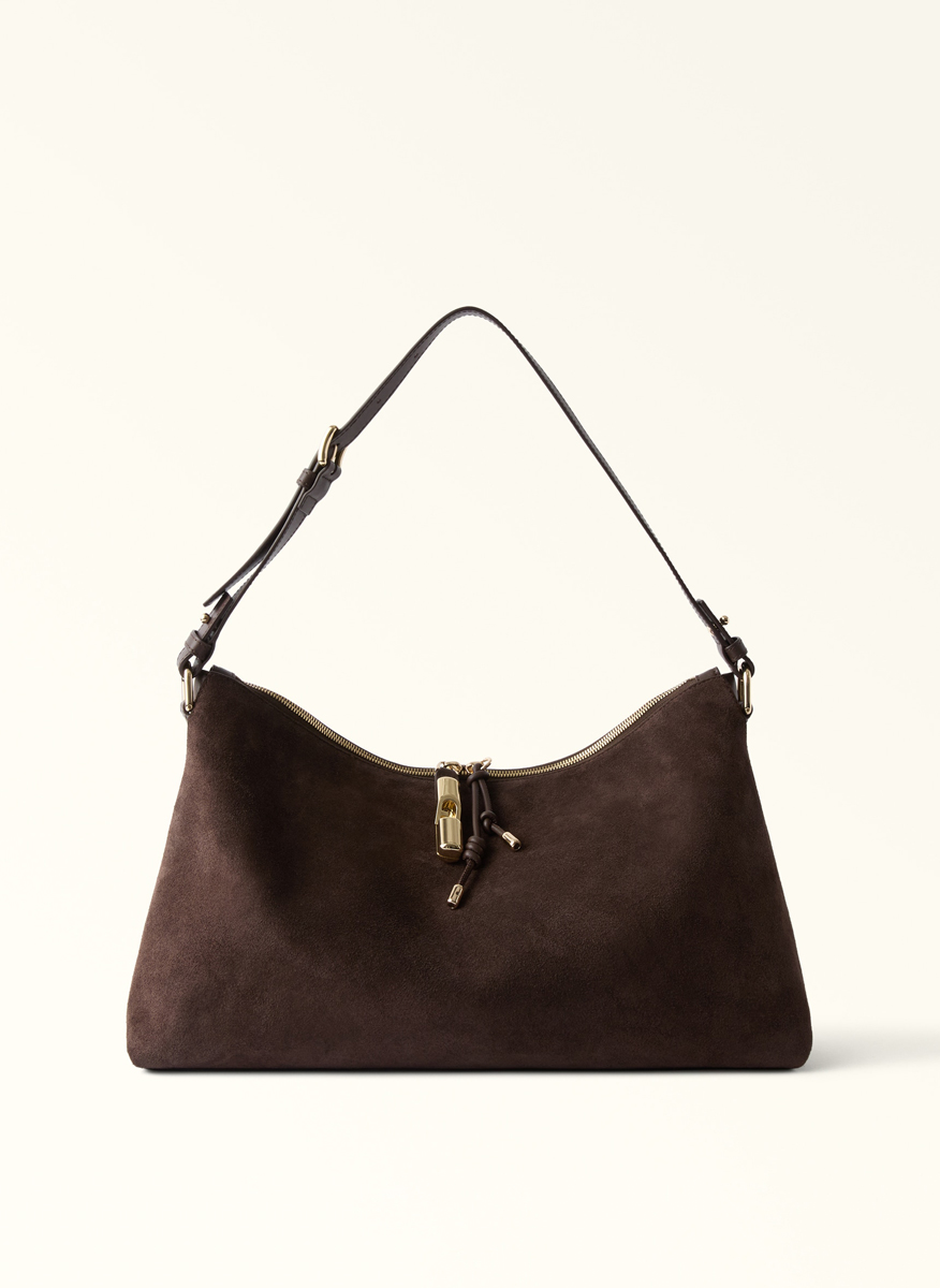 Велурена чанта Furla Debby Toni Espresso