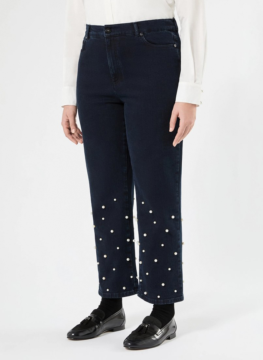 Marina Rinaldi Mrsebbro denim with pearl detail