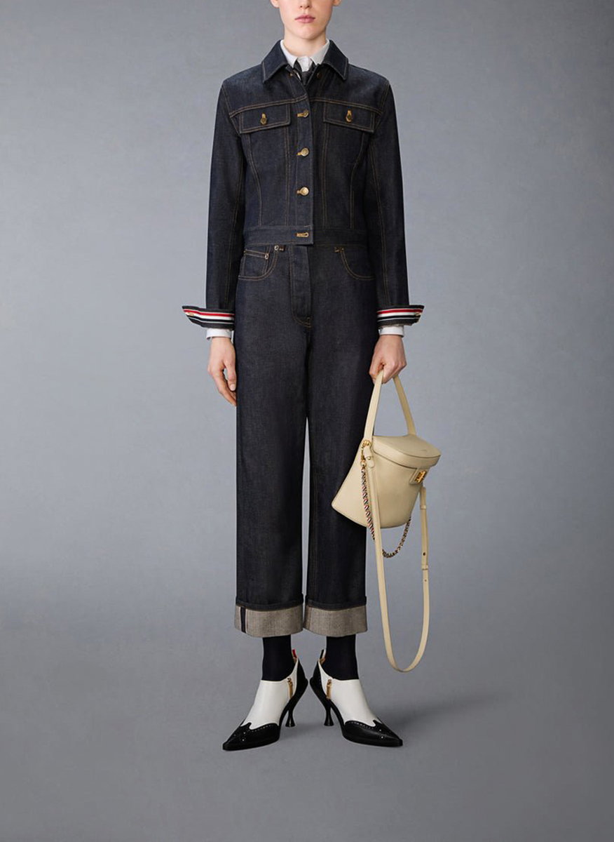 Яке от деним със скъсена дължина Thom Browne