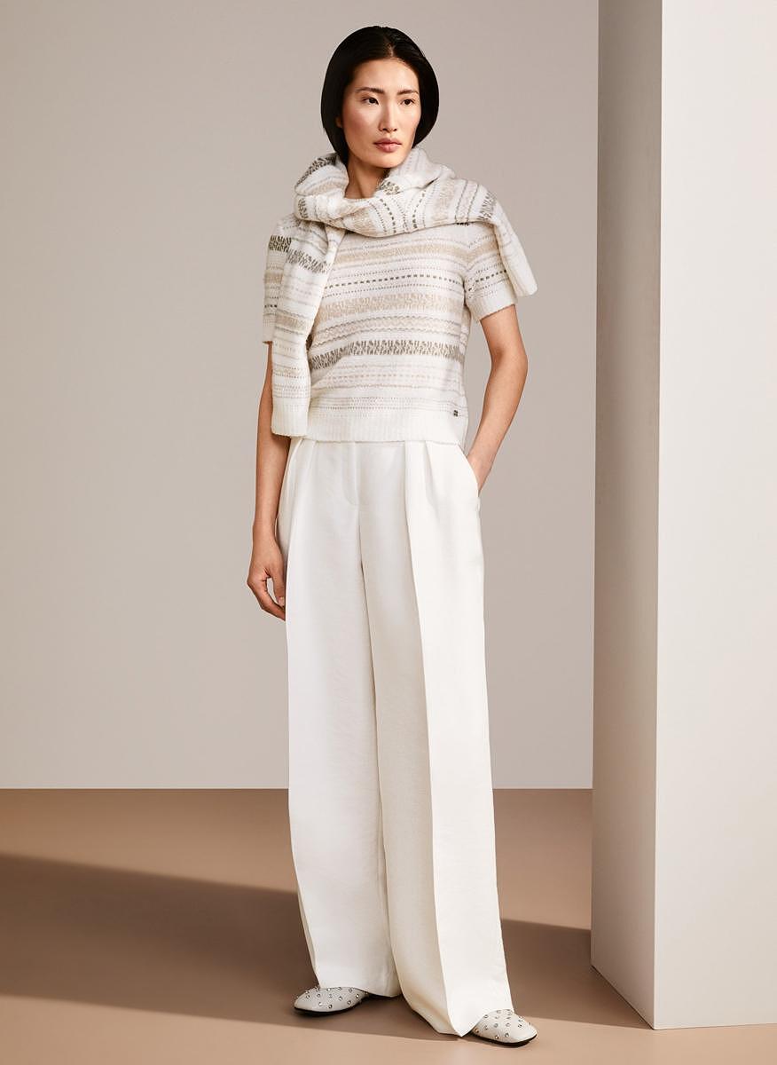 Пуловер с фина вълна 'Playful stripes' Marc Cain Collections