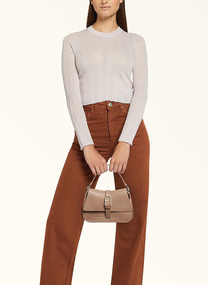 Мини чанта Furla Flow Greige