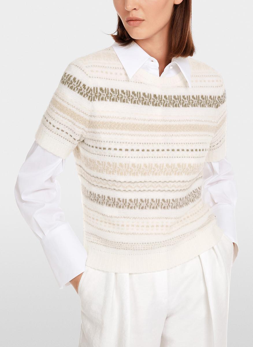 Пуловер с фина вълна 'Playful stripes' Marc Cain Collections