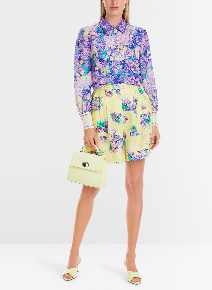 Къс панталон от лен 'Photorealistic floral' Marc Cain Glam