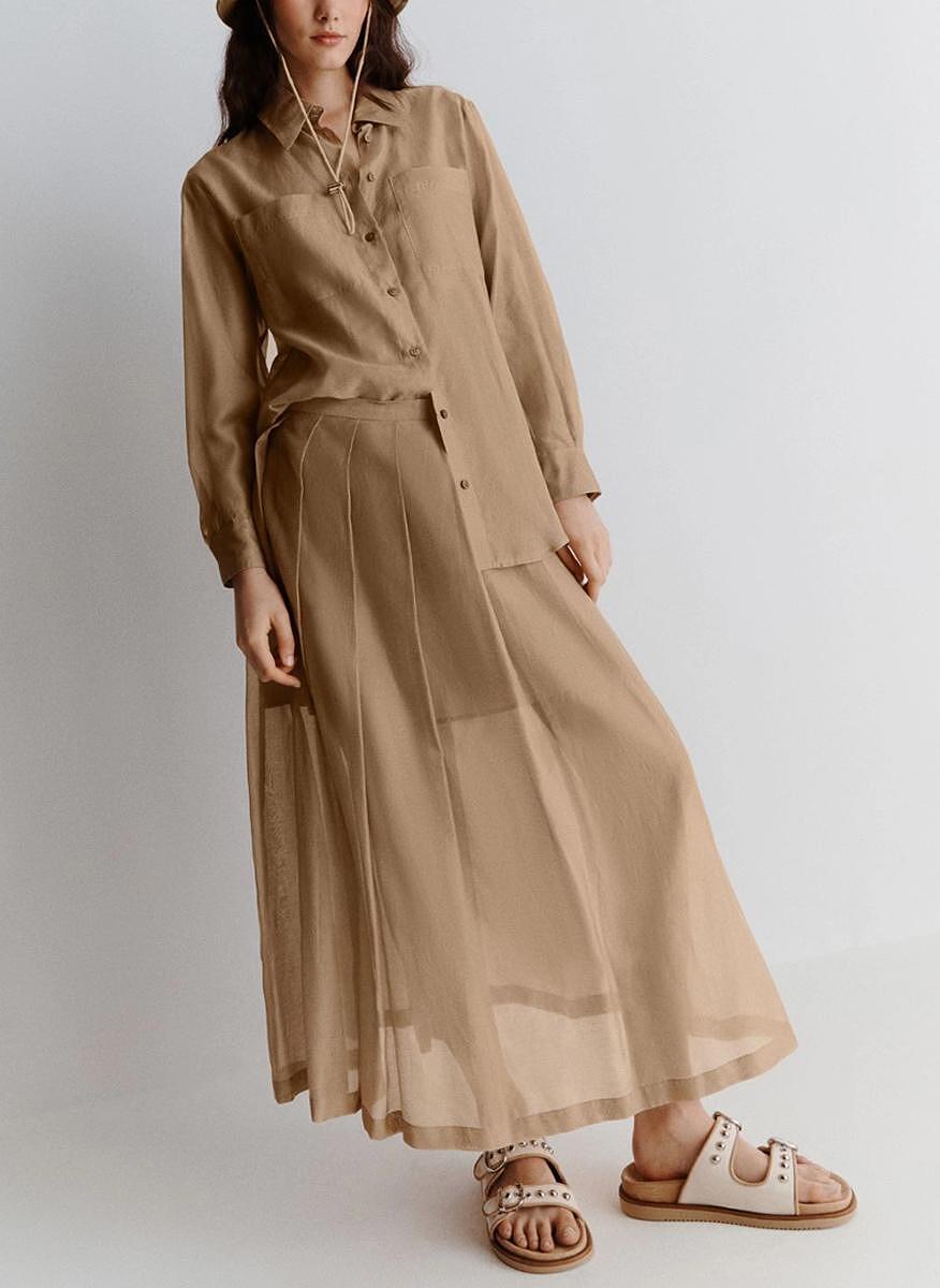 Плисирана пола с коприна Marella Monochrome Cubano